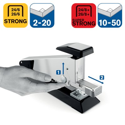 Agrafeuse Rapid Retro Classic K2 pleine-bande 50 feuilles noir