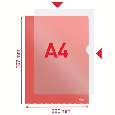 Insteekmap L-model Esselte standaard A4 0.11mm PP rood 100 stuks
