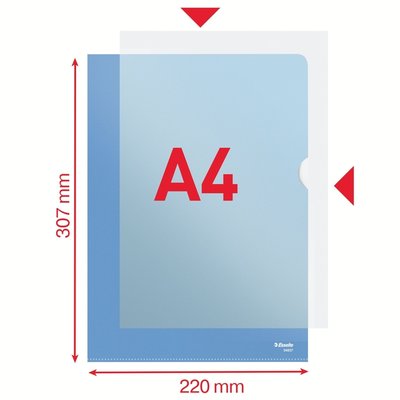 Insteekmap L-model Esselte standaard A4 0.11mm PP blauw 100 stuks