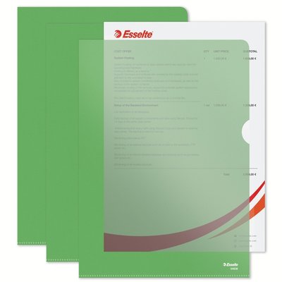 Pochette modèle L Esselte Standard A4 PP 0,11mm vert 100 pièces