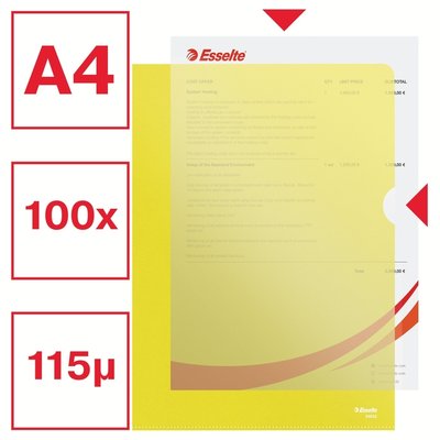 Pochette modèle L Esselte Standard A4 PP 0,11mm jaune 100 pièces