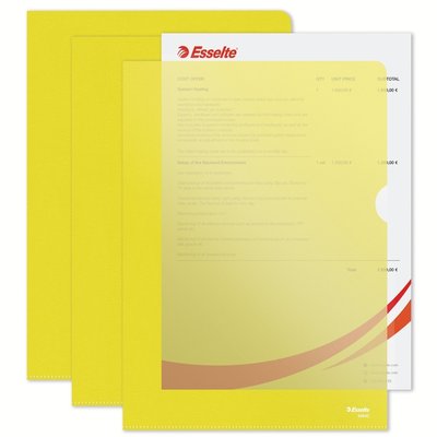 Pochette modèle L Esselte Standard A4 PP 0,11mm jaune 100 pièces