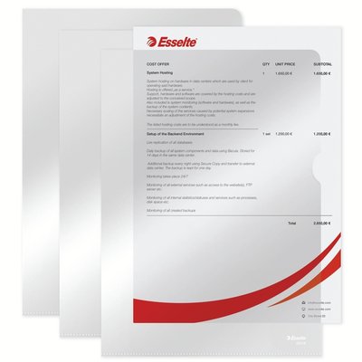 Pochette modèle L Esselte Standard Copysafe A4 PP 0,11mm transparent 100 pièces
