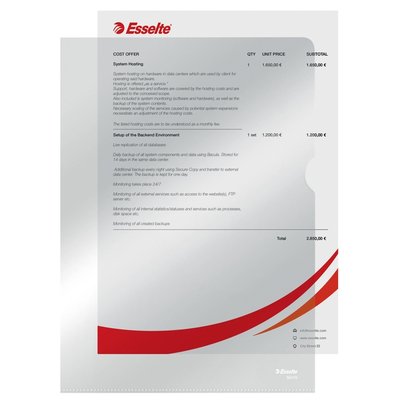 Insteekmap L-model Esselte standaard copy safe 0.11mm PP A4 transparant 10 stuks