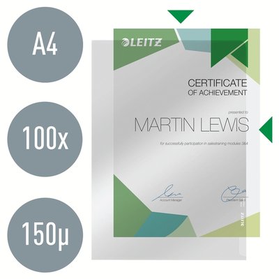 Insteekmap L-model Leitz Premium copy safe 0.15mm PVC A4 glashelder 100 stuks