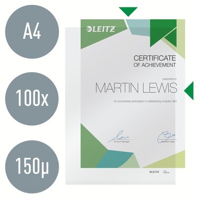 Insteekmap L-model Leitz Premium copy safe 0.15mm PVC A4 transparant 100 stuks