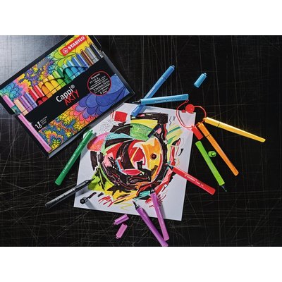 Feutre STABILO Cappi 168/12 Arty Medium assorti étui 12 pièces